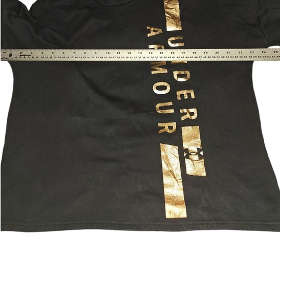 Under Armour Rival Fleece Funnel-Neck Hoodie Womens Foil Metallic Gold Black - Picture 7 of 8